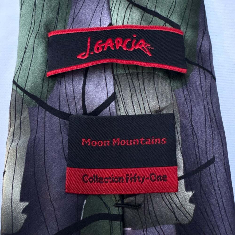 J. Garcia Moon Mountains Collection Fifty-One Silk Green Purple Necktie - Picture 4 of 8